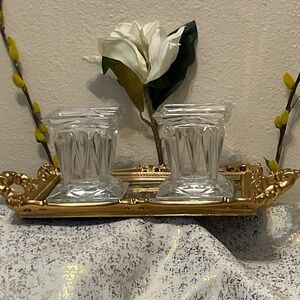 Luxurious Gold and Clear Glass Candle Holders